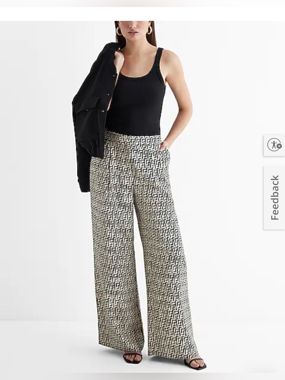 NWT Express Black and White Geometric Wide Leg Pants